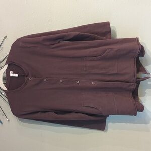 Kleen Brown Button Down Top Cotton Pockets Breathable Lagenlook Size Small